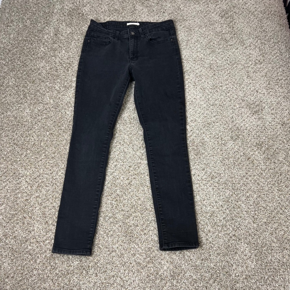 Levis 711 Skinny Jeans Black WaterLess Mid Rise Denim W30 L30